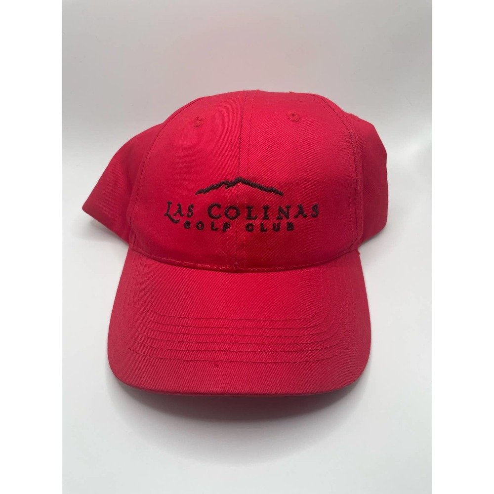 Las Colinas Men's Golf Club Hat Red Strapback Velcro Cap Adjustable One Size
